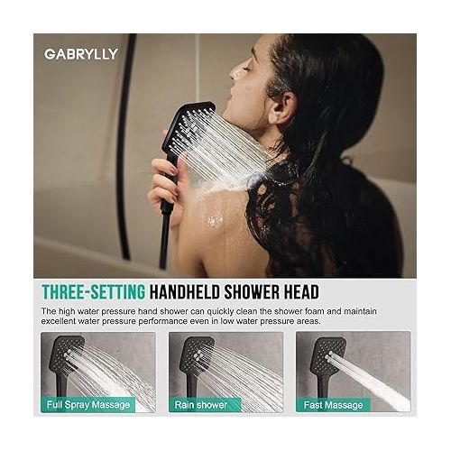  Gabrylly Shower System with Tub Spout, Wall Mounted Tub Shower Faucet Set for Bathroom with High Pressure 10