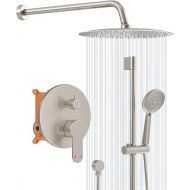 Gabrylly Shower System Brushed Nickel, Slide Bar Shower Faucet Set with High Pressure 10