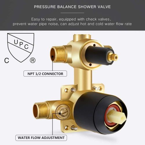  [아마존 핫딜] GABRYLLY Shower System, Wall Mounted Shower Faucet Set for Bathroom with High Pressure 8 Rain Shower head and 3-Setting Handheld Shower Head Set, Pressure Balance Valve with Trim and Divert