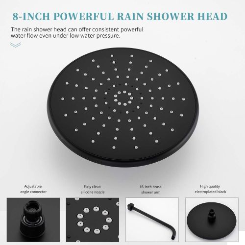  [아마존 핫딜] GABRYLLY Shower System, Wall Mounted Shower Faucet Set for Bathroom with High Pressure 8 Rain Shower head and 3-Setting Handheld Shower Head Set, Pressure Balance Valve with Trim and Divert