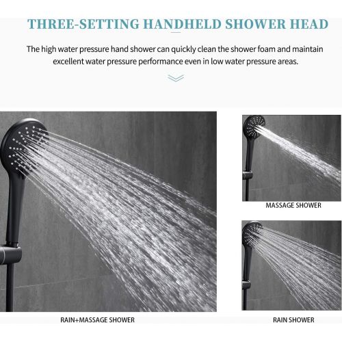  [아마존 핫딜] GABRYLLY Shower System, Wall Mounted Shower Faucet Set for Bathroom with High Pressure 8 Rain Shower head and 3-Setting Handheld Shower Head Set, Pressure Balance Valve with Trim and Divert