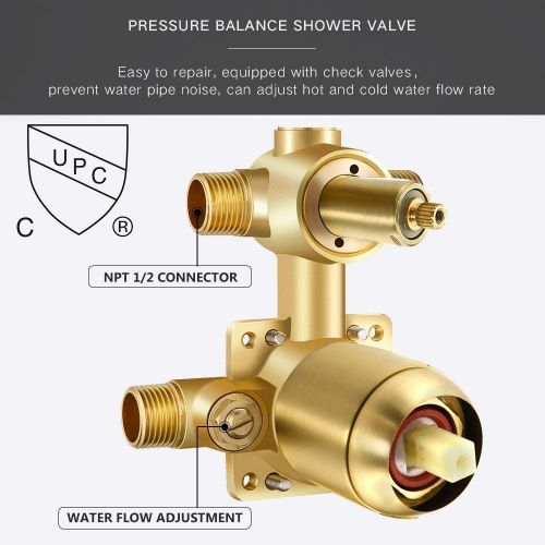  GABRYLLY Shower System, Wall Mounted Shower Faucet Set for Bathroom with High Pressure 8 Rain Shower head and 3-Setting Handheld Shower Head Set, Pressure Balance Valve with Trim and Divert