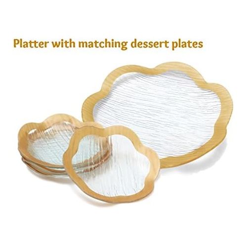  [아마존베스트]GAC Great American Classics GAC Unique Designed 7.5 Inch Scalloped Tempered Glass Round Dessert Plates Set of 4 - Unbreakable - Chip Resistant - Oven/Microwave Safe - Dishwasher Safe, Party Plates Appetizer P