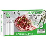 GAFICHEF Vacuum Sealer Bag Rolls 2 Pack 8 inch x 16 feet vacuum seal bags Rolls for Food Saver Seal-a-Meal，Weston. BPA Free Heavy Duty Commercial Grade Sous Vide Bags