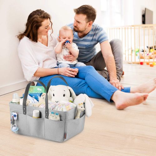  GAGAKU Baby Diaper Caddy Organizer - Portable Nappies Organizer Nursery Storage Basket for Car Nursery Room or Home