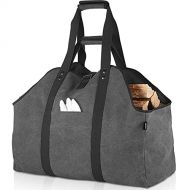 GAGAKU Extra Large Firewood Log Carrier Waterproof Canvas Firewood Holder Wood Carrier Tote Bag Fireplace Stove Storage Bag - Grey