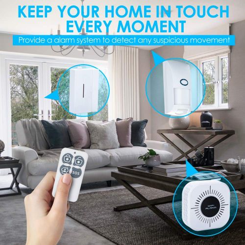  GAISTEN WiFi Alarm System, Home Security System Smart Alarm Host with Wireless Infrared Motion Detector, Door&Window Sensor Detector and Remote Controller, Compatible with App Cont