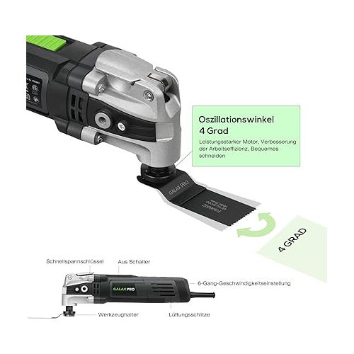  GALAX PRO 3.5A 6 Variable Speed Oscillating Multi Tool Kit with Quick Clamp System Change and 30pcs Accessories, Oscillating Angle:4° for Cutting, Sanding, Grinding