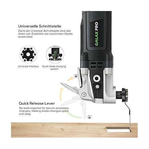  GALAX PRO 3.5A 6 Variable Speed Oscillating Multi Tool Kit with Quick Clamp System Change and 30pcs Accessories, Oscillating Angle:4° for Cutting, Sanding, Grinding