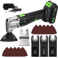 GALAX PRO Oscillating Tool, 20V Lithium Ion Cordless Oscillating Multi Tool with 1.3Ah Battery and Charger, 3pcs Blade and 10pcs Sanding Papers for Sanding, Grinding