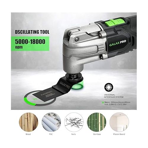  GALAX PRO Oscillating Tool, 20V Lithium Ion Cordless Oscillating Multi Tool with 1.3Ah Battery and Charger, 3pcs Blade and 10pcs Sanding Papers for Sanding, Grinding