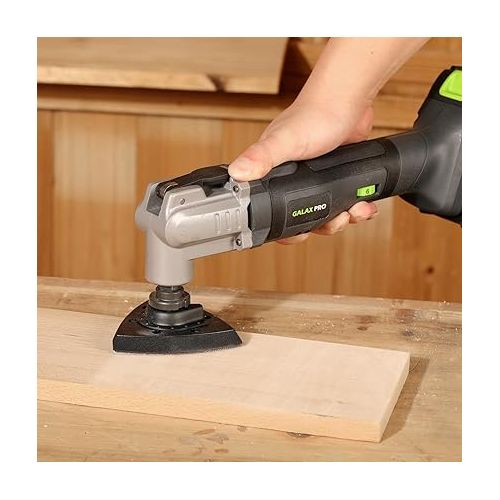  GALAX PRO Cordless Oscillating Tool, 6 variable-speed Oscillating Multi Tool with 1.3Ah Battery and Charger, 1pc scraper Blade,3pcs saw Blade and 10pcs Sanding Papers for Sanding, Grinding