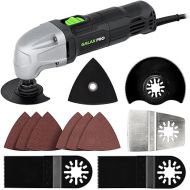 GALAX PRO 22000 OPM 1.5A Oscillating Multi Tool, 3 Degree Oscillating Angle with 3 Pieces Saw Blades, 1 Piece Semi Circle Blade Sanding Plate, 6 Pieces Sanding Papers for Grinding