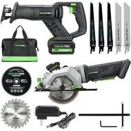 GALAX PRO Circular Saw and Reciprocating Saw Combo Kit with 1pcs 4.0Ah Lithium Battery and One Charger, 7 Saw Blades and Tool Bag