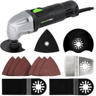 GALAX PRO 22000 OPM 1.5A Oscillating Multi Tool, 3 Degree Oscillating Angle with 3 Pieces Saw Blades, 1 Piece Semi Circle Blade Sanding Plate, 6 Pieces Sanding Papers for Grinding