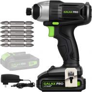 [아마존베스트]GALAX PRO 20 V Lithium Ion 1/4 Hex Cordless Impact Driver with LED Work Light, 6 Pieces Screwdriver Bits, Variable Speed (0-2800 RPM)- 1.3 Ah Battery and Charger Included