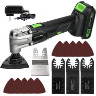 [아마존베스트]GALAX PRO Oscillating Tool, 20V Lithium Ion Cordless Oscillating Multi Tool with 1.3Ah Battery and Charger, 3pcs Blade and 10pcs Sanding Papers for Sanding, Grinding…