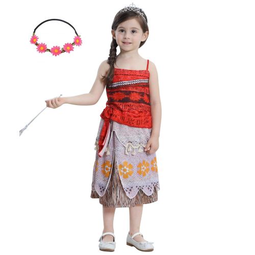  GALLDEALS Moana Costume for Girls Cosplay Halloween Birthday Party Fancy Dress Up