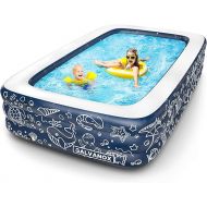 Galvanox Inflatable Pool, XL Above Ground Swimming Pool for Kiddie/Kids/Adults/Family, Dark Blue (Large 10'x6' Ft / 22