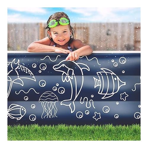  Galvanox Inflatable Pool, XL Above Ground Swimming Pool for Kiddie/Kids/Adults/Family, Dark Blue (Large 10'x6' Ft / 22