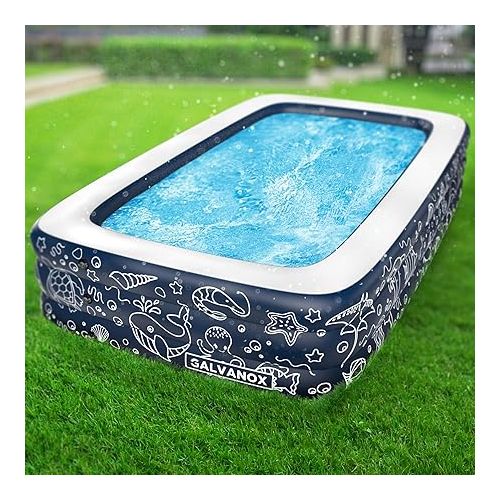  Galvanox Inflatable Pool, XL Above Ground Swimming Pool for Kiddie/Kids/Adults/Family, Dark Blue (Large 10'x6' Ft / 22