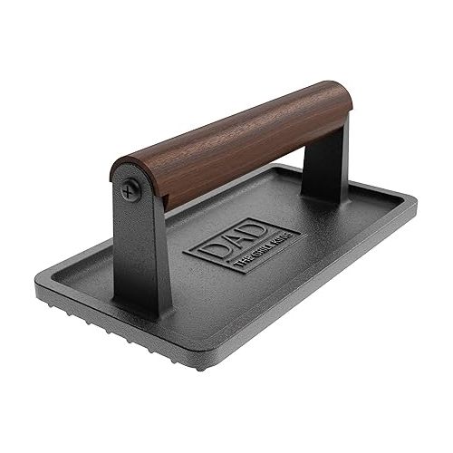  Soho Grilling Gift for Dad, BBQ Cast Iron Grill Press for Smash Burger, Hamburger, Meat, Bacon (2.6 lbs) Cooking Weight for Fathers Day/Christmas/Birthday “Dad The Grill King” (Gift Boxed)