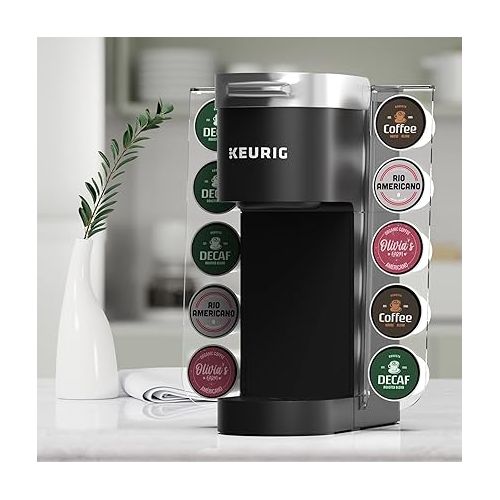  GALVANOX Acrylic K-Cup Holder for Single Serve Keurig Machines - Easy Pod Access Organizer for K Cups - Space Saving Modern Display, Holds 10 Pods (K-Mini/Plus/K Slim Coffee Maker and more)