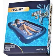 XL Floating Pool Bed, Inflatable Water Lounger Raft Float for Swimming/Tanning 70x49 Navy Blue (Galvanox Intl.)