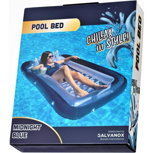  XL Floating Pool Bed, Inflatable Water Lounger Raft Float for Swimming/Tanning 70x49 Navy Blue (Galvanox Intl.)