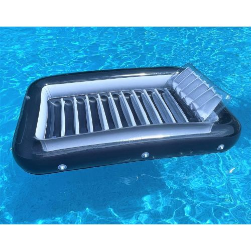  XL Floating Pool Bed, Inflatable Water Lounger Raft Float for Swimming/Tanning 70x49 Navy Blue (Galvanox Intl.)
