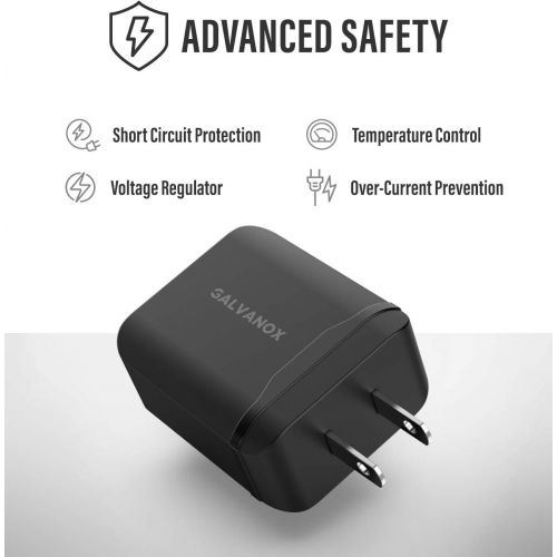  Galvanox USB C Charger with Cable (18W) PD Fast Charging 5ft Type-C to C Cord and Wall Plug Adapter Block for Samsung Galaxy S10/S20/S21/Plus/Ultra/FE/Note/Pixel (2.0/3.0 Compatibl