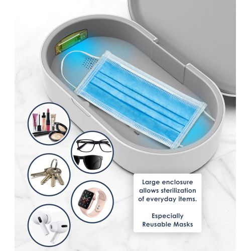  Galvanox UV Sanitizer with Wireless Charging, Portable UV Lights Cell Phone Sanitizer Cleaners Aromatherapy Function for All iPhone Android Cellphone/Masks