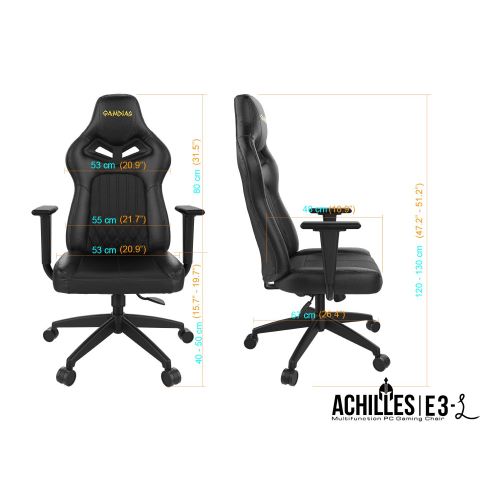  GAMDIAS Achilles E3 B RGB Gaming Chair, Office Style with Premium Carbon Pattern Design (Achilles E3), E3, Black