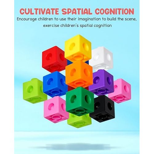  GAMENOTE Math Cubes Manipulatives with Activity Cards - Number Counting Blocks Toys Snap Linking Cube Math Counters for Kids Kindergarten Learning Activities