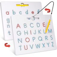 Gamenote Double Sided Magnetic Letter Board - 2 in 1 Alphabet Magnets Tracing Board for Toddlers ABC Letters Uppercase & Lowercase Practicing Learning Education Toys