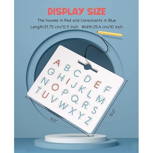  Gamenote Double Sided Magnetic Letter Board - 2 in 1 Alphabet Magnets Tracing Board for Toddlers ABC Letters Uppercase & Lowercase Practicing Learning Education Toys