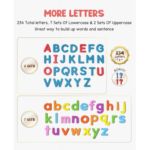  Gamenote Classroom Magnetic Alphabet Letters Kit 234 Pcs with Double-Side Magnet Board - Foam Alphabet Letters for Preschool Kids Toddler Spelling and Learning Colorful: Toys & Gam