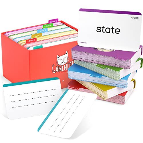  [아마존베스트]Gamenote 520 Sight Words Flash Cards with Card Folders & Storage Box - Dolch Fry High Frequency Site Word for Pre-k Kindergarten 1st 2nd 3rd Grade