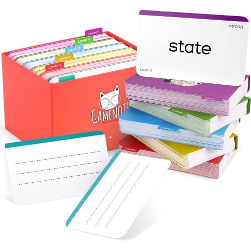  [아마존베스트]Gamenote 520 Sight Words Flash Cards with Card Folders & Storage Box - Dolch Fry High Frequency Site Word for Pre-k Kindergarten 1st 2nd 3rd Grade