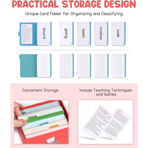  [아마존베스트]Gamenote 520 Sight Words Flash Cards with Card Folders & Storage Box - Dolch Fry High Frequency Site Word for Pre-k Kindergarten 1st 2nd 3rd Grade