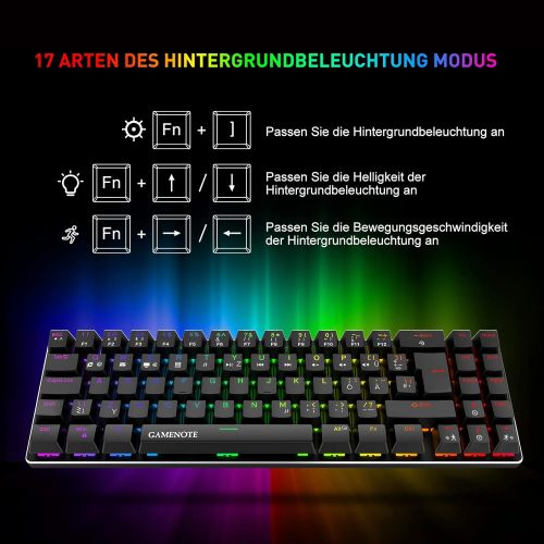  [아마존베스트]Gamenote 60% Mechanical Gaming Keyboard, Wired 72 Keys Mini Gaming Keyboard with Blue Switch and LED Backlight (Black)