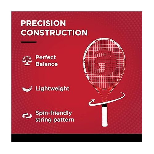  Gamma Sports Junior Tennis Racquet: Quick Kids 19 Inch Tennis Racket - Prestrung Youth Tennis Racquets for Boys and Girls - 93 Inch Head Size