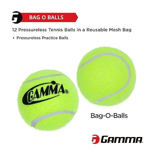  GAMMA Bag of Pressureless Tennis Balls - Sturdy & Reuseable Mesh Bag with Drawstring for Easy Transport - Bag-O-Balls (12-Pack of Balls, Yellow)