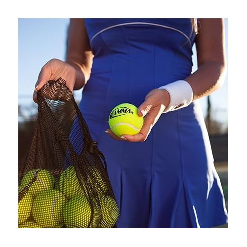  GAMMA Bag of Pressureless Tennis Balls - Sturdy & Reuseable Mesh Bag with Drawstring for Easy Transport - Bag-O-Balls (12-Pack of Balls, Yellow)