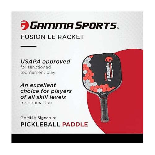  GAMMA Pickleball Paddles, Fusion Series, USAPA Approved, Graphite Pickleball Paddle, Composite Power, Honeycomb Grip, Indoor & Outdoor Racket, Beginners and Seasoned Players