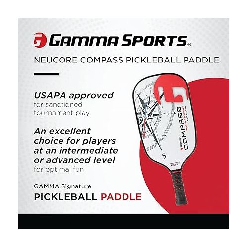  GAMMA Pickleball Paddles, NeuCore Series, 505 Pro, Hellbender, Compass, Legend, Shard, Textured Graphite, Power Surface, Honeycomb Grip, Made In The USA