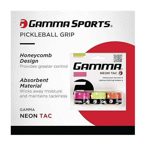  GAMMA Sports Neon Tac/Neon Dri Tennis Over Grip, High Performance, Badminton, Pickleball, Racquet Sports OG