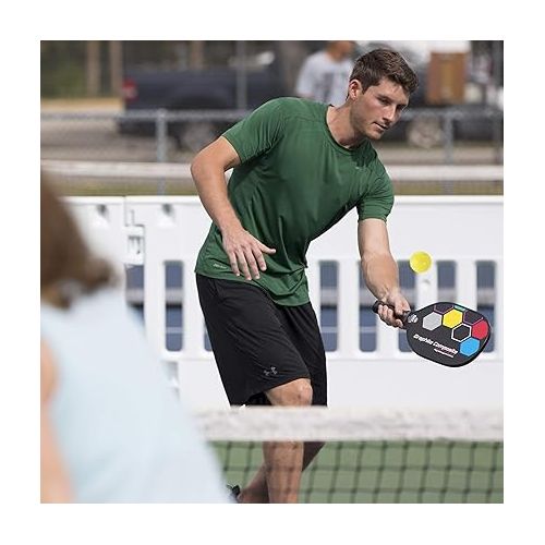  Premium Pickleball Set - 2 Paddle Set with Mesh Carry Bag, 4 Balls by Day 1 Sports - Durable Pickle Ball Paddles with Cushion Comfort Grip and Accessories - Graphite-Face Racquets, Pickleballs