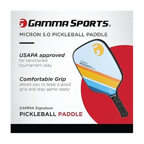  GAMMA Pickleball Paddles, Quantum Series, Micron 5.0, Neutron 5.0, Voltage 5.0, Atomic 5.0, USAPA Approved, Graphite Pickleball Paddle, Polypropylene Core, Honeycomb Grip, Great Feel, More Control