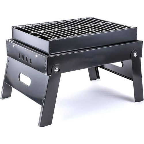  GANFANREN Barbecue Grill, Wood Burning Campfire Stove Folding Metal Material Mini Barbecue Grill